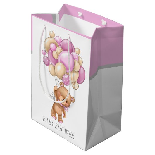 Babydusche Girl Teddy Geschenktüte (Rückseite Schrägansicht)