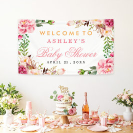 Babydusche Girly Elegante Chic Pink Floral Banner
