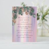 Babydusche Glitzer Feet Rose Glitzer Lila Rose Einladung (Stehend Vorderseite)