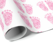 Babydusche Glitzer Girl Pink Rose White Feet Geschenkpapier (Rolleneckpunkt)