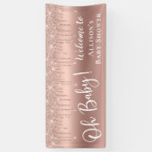 Babydusche Glitzer Rose Gold Empfang Banner (Vertikal)