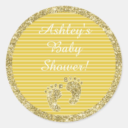 Babydusche "Gold Baby Feet" Aufkleber 1/2" oder 3" (Vorderseite)