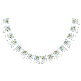 Babydusche Gold/Blue Elephant, Frack-Banner Wimpelkette