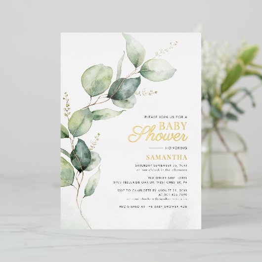 Babydusche Gold Folieneinladung (Stehend vorne)