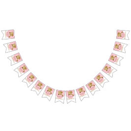 Babydusche Gold/Rosa Elefant, Frack-Banner Wimpelkette