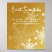 Babydusche Golden Snowflakes Leckereien Tafelschil Poster (Vorne)