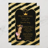 Babydusche, goldene Streifen, schwarzes Gold v2 Einladung (Vorne/Hinten)