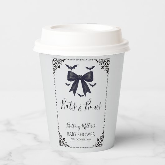 Babydusche Gothic von Fledermäusen und Bows Pappbecher (Vorderseite)