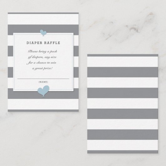 Babydusche, graue Streifen-Umschließung, Windeln Visitenkarte (Vorne/Hinten)