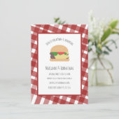 Babydusche GRILLEN Backyard Hamburger Kariert Red Einladung (Stehend Vorderseite)