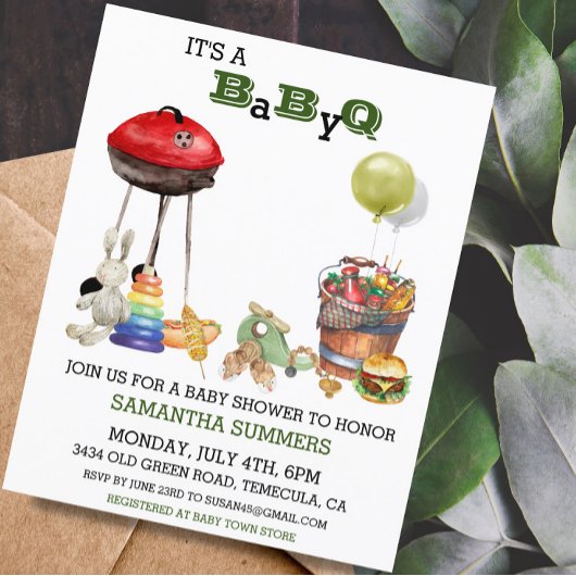 Babydusche GRILLEN Barbecue Watercolor