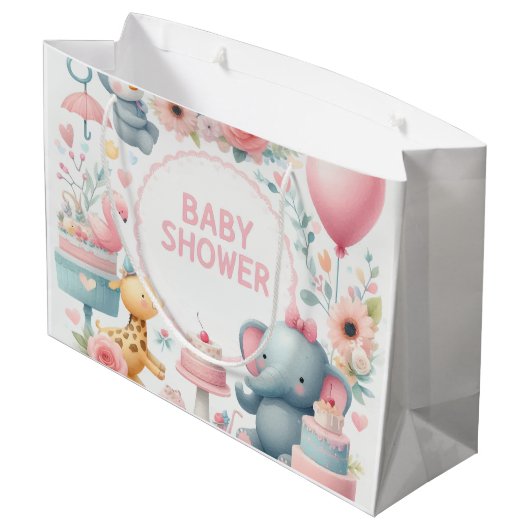 Babydusche Große Geschenktasche Geschenktüte (Rückseite Schrägansicht)