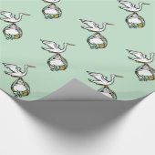 Babydusche Grün Geschenkpapier (Ecke)