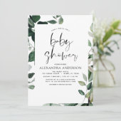 Babydusche Grüne Botanische Moderne Einladung (Stehend Vorderseite)