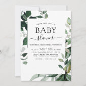 Babydusche Grüne Botanische Wasserfarbe Invitati Einladung (Vorderseite)