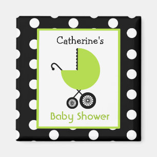 Babydusche - Grüne Carriage und Polka Dots Magnet