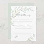 Babydusche Grüne Elegante Aquarellfolie Hinweiskarte (Vorne/Hinten)