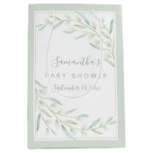 Babydusche Grüne Elegante Aquarellfolie Mittlere Geschenktüte (Vorderseite)