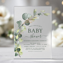 Babydusche Grüne Eucalyptus Sukkulent Elegant