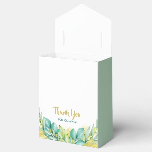 Babydusche Grüne Eukalyptus Blätter Olive Geschenkschachtel (Geöffnet)