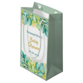 Babydusche Grüne Eukalyptus Blätter Olive Kleine Geschenktüte (Vorderseite Schrägansicht)