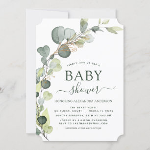 Babydusche Grüne Eukalyptus Botanisches Elegant Einladung