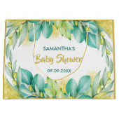 Babydusche Grüne Eukalyptus-Olivenzweige Große Geschenktüte (Vorderseite)