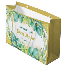 Babydusche Grüne Eukalyptus-Olivenzweige Große Geschenktüte