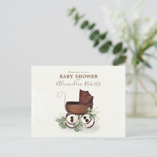 Babydusche Grüne Moderne Wasserfarbe Eukalyptus Postkarte (Stehend Vorderseite)