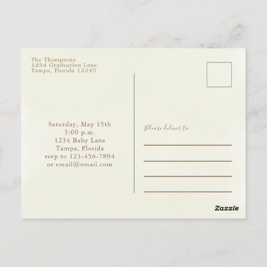 Babydusche Grüne Moderne Wasserfarbe Eukalyptus Postkarte (Rückseite)