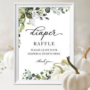 Babydusche Grüne Windeln Raffle Spielzeichen Poster