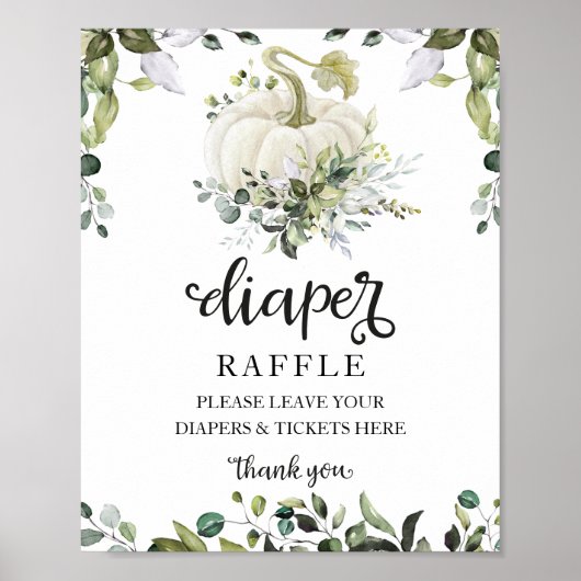 Babydusche Grüne Windeln Raffle Spielzeichen Poster (Vorne)