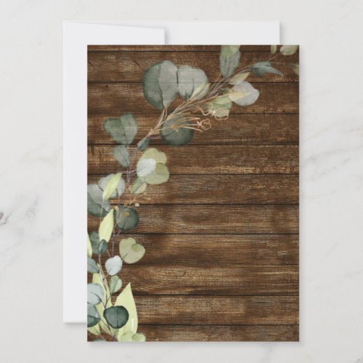 Babydusche Grünpflanzen Eukalyptus Rustic Einladung (Rückseite)