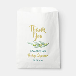 Babydusche Grünpflanzen Olivenzweig Elegant Geschenktütchen