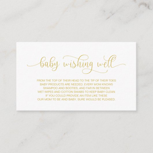 Babydusche, gut wollen, handgeschriebenes Gold Begleitkarte (Vorderseite)