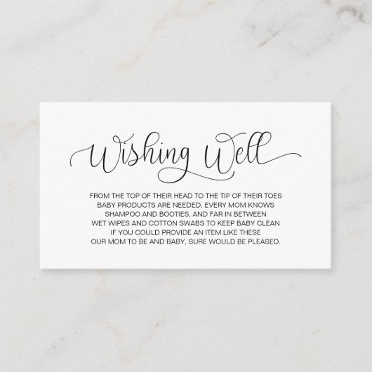 Babydusche, gut wollen, handgeschriebenes Schwarz Begleitkarte (Vorderseite)