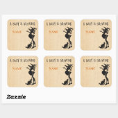 Babydusche Halloween Name Tag Brauhexe Quadratischer Aufkleber (Blatt)