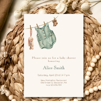 Babydusche hängend Babykleidung Einladung