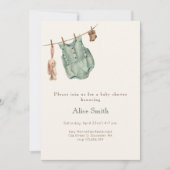 Babydusche hängend Babykleidung Einladung (Vorderseite)