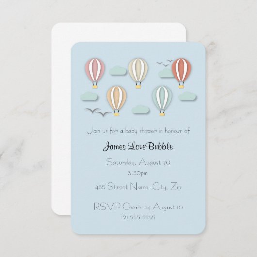 Babydusche Heißluftballons Papercut Style Einladung (Vorne/Hinten)