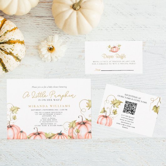 Babydusche Herbst Kleiner Kürbis Einladung