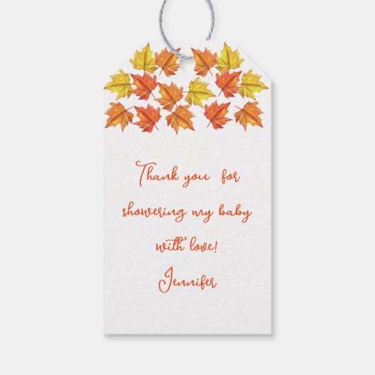 Babydusche Herbstlaub Pumpkin Niedlich Fox Bunny O Geschenkanhänger (Rückseite)