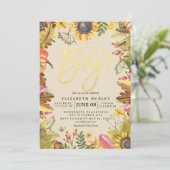 Babydusche Herbstmaple Blätter Pumpkin Sonnenblume Einladung (Stehend Vorderseite)