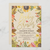 Babydusche Herbstmaple Blätter Pumpkin Sonnenblume Einladung (Vorne/Hinten)