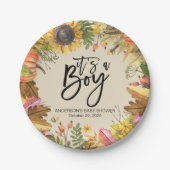 Babydusche Herbstmaple Blätter Pumpkins Sonnenblum Pappteller (Vorderseite)