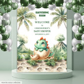 Babydusche Hintergrund Blue Dino Hatching Bald Wandteppich