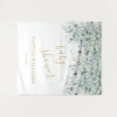 Babydusche Hintergrund - Eukalyptus-Blätter Wandteppich (Vorderseite (Horizontal))