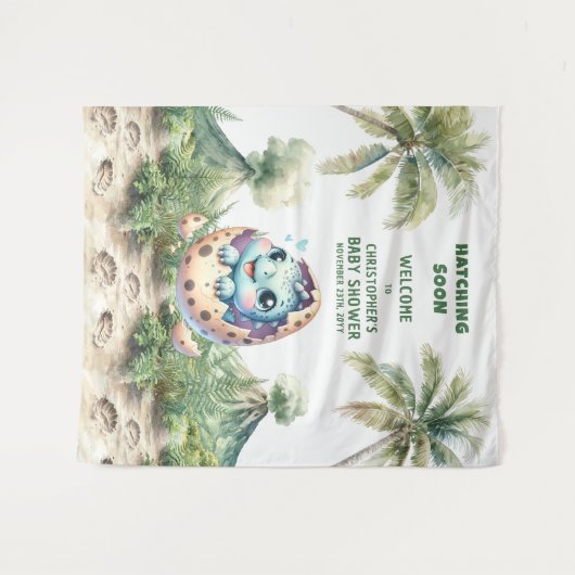 Babydusche Hintergrund Schläge bald Dino-Design Wandteppich (Vorderseite (Horizontal))