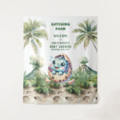 Babydusche Hintergrund Schläge bald Dino-Design Wandteppich (Vorderseite)