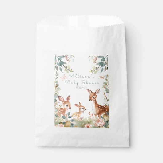 Babydusche Hirschwald Blume Geschenktütchen (Vorderseite)